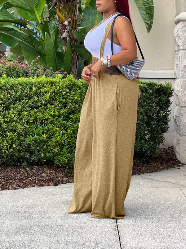 Indiebeautie Solid Wide-Leg Overalls