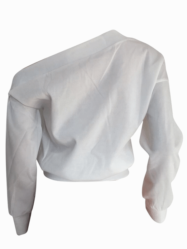 Indiebeautie One Shoulder Button Sleeve Top
