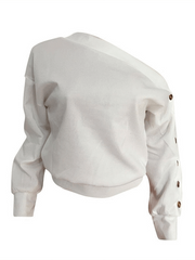 Indiebeautie One Shoulder Button Sleeve Top