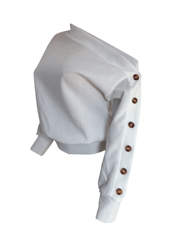 Indiebeautie One Shoulder Button Sleeve Top