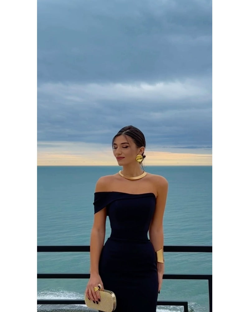 2024ss sexy strapless temperament dress