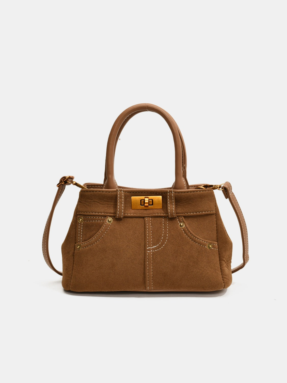 Doppelnutzen-Handtasche aus Wildleder mit verstellbarem Riemen