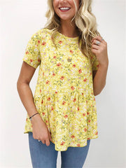 Yellow Floral Short Sleeve Tee