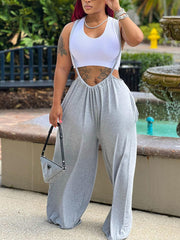 Indiebeautie Solid Wide-Leg Overalls