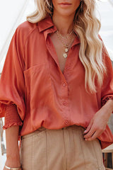 Love Life Oversized Pocket Balloon Sleeve Shirt - 3 Colors