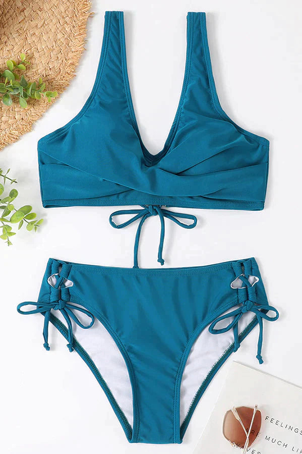 Marie Striped Cutout Side Strappy Bikini Set