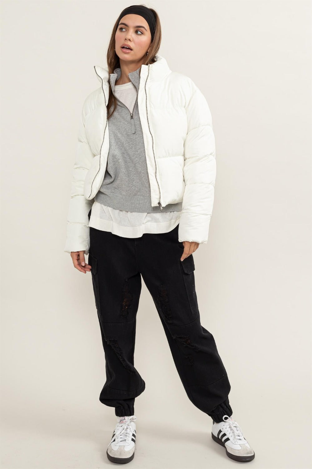 HYFVE Pufferjacke mit gesteppter Rückseite und Kordelzug
