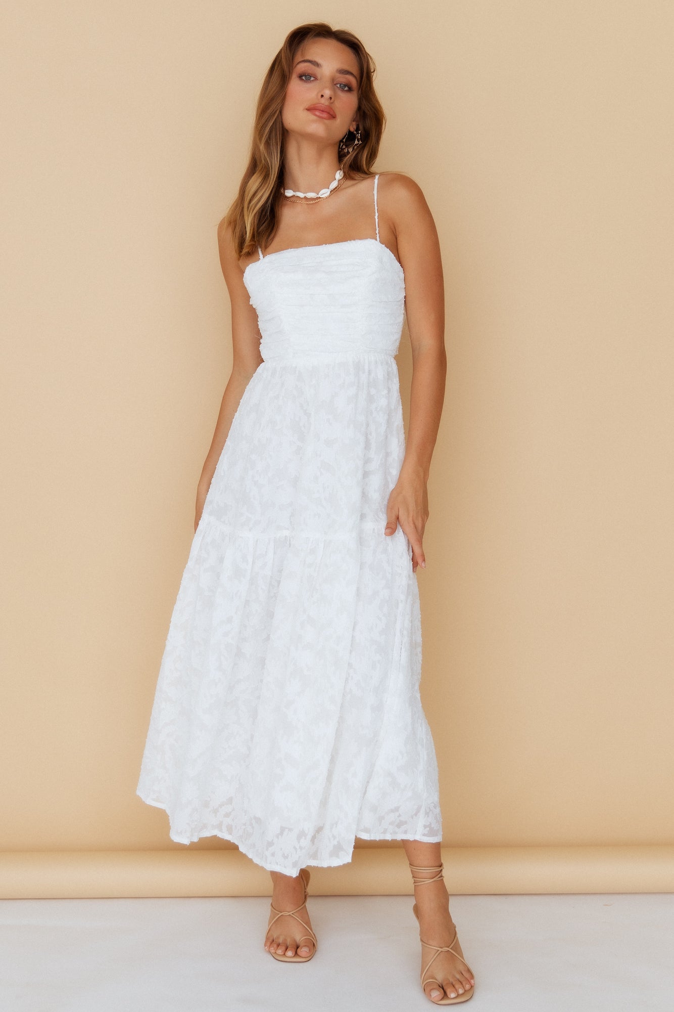 White Bowknot Back Slip Dress