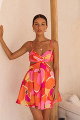 Orange Floral Slip Mini Dress