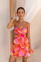 Orange Floral Slip Mini Dress