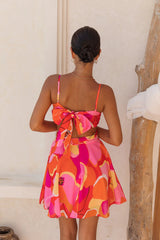 Orange Floral Slip Mini Dress