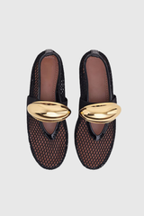 Aria Hollow Buckle Fishnet Flats