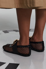 Aria Hollow Buckle Fishnet Flats