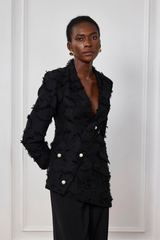 Aura Fringe Cutout Asymmetric Blazer