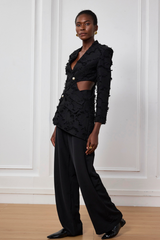 Aura Fringe Cutout Asymmetric Blazer