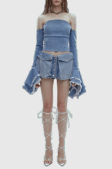 Ava Denim Off Shoulder Bodycon Top