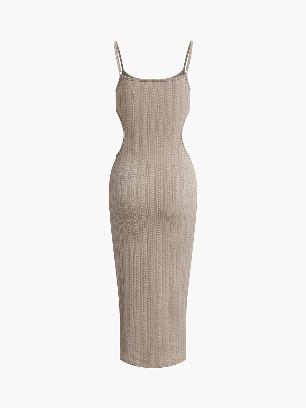 Texture Waist Cutout Bodycon Long Dress