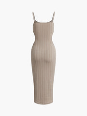 Texture Waist Cutout Bodycon Long Dress