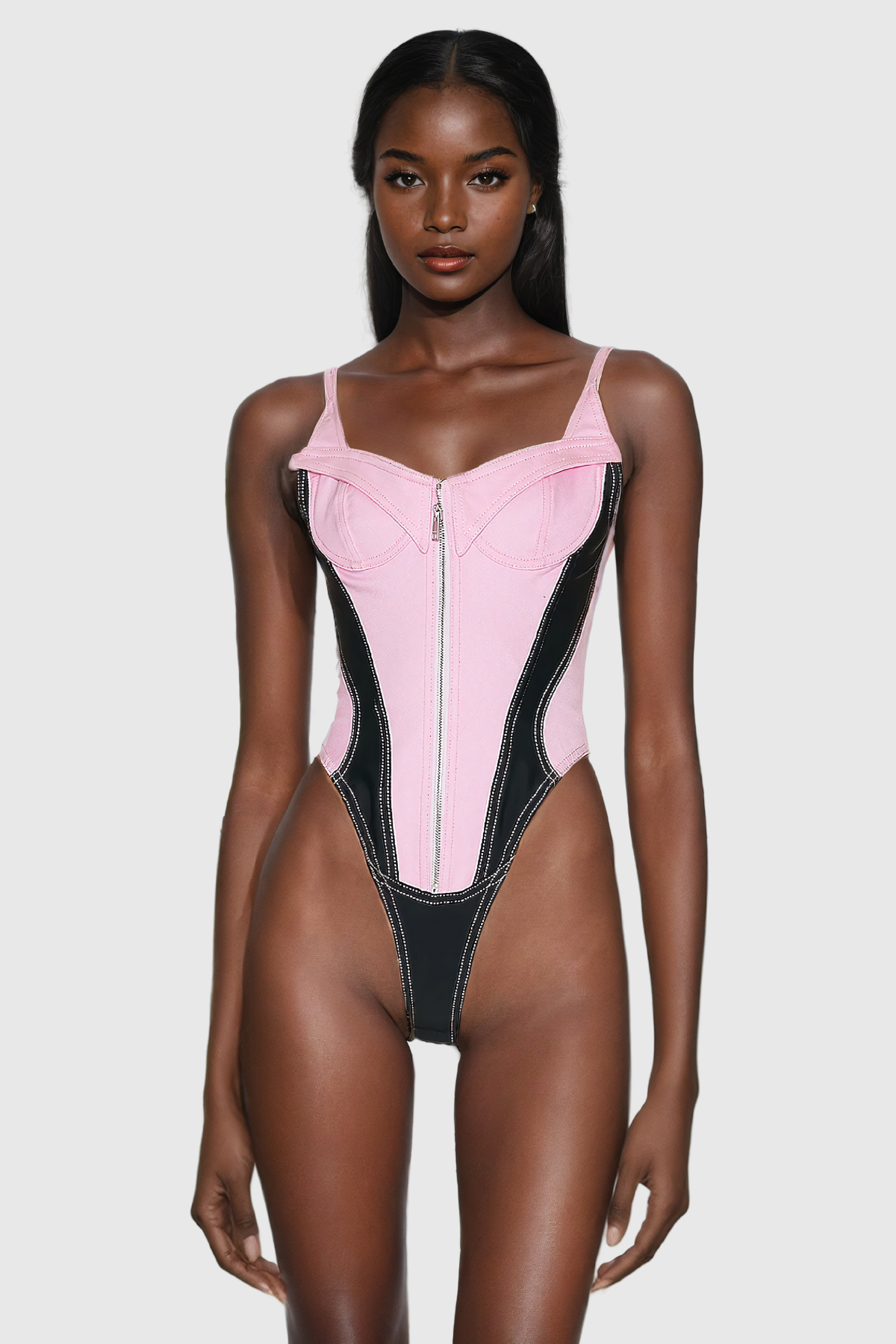 Balius Deconstruct Spaghetti Bodycon Bodysuit In Pink