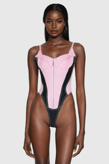 Balius Deconstruct Spaghetti Bodycon Bodysuit In Pink