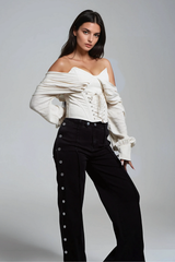 Ballad Off Shoulder Lace Up Corset Top