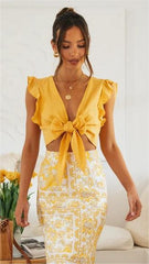 Yellow Front Know Crop Top