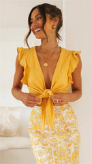 Yellow Front Know Crop Top