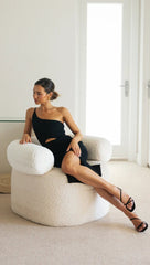 Black One Shoulder Bodycon Midi Dress