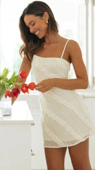 White Textured Slip Mini Dress