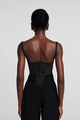 Chana Corset Mesh See Through Top In Black