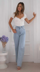 White Puff Sleeves Crop Top