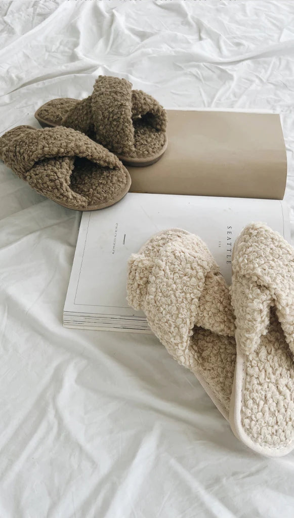 Beige Crossover Winter Slippers