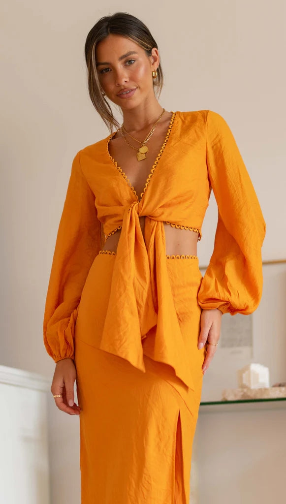Mango Front Bowtie Crop Top