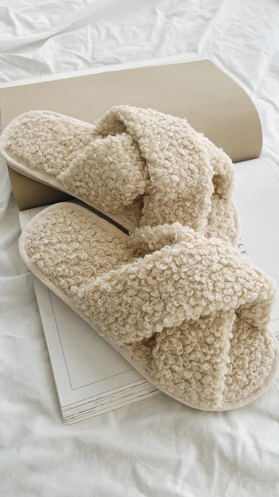Beige Crossover Winter Slippers