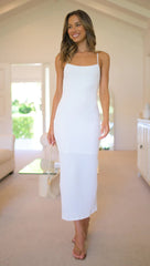 White Knit Sleeveless Midi Dress