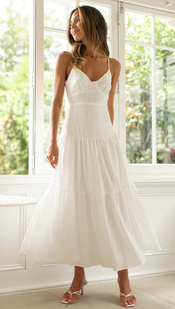 White Slip Babydoll Maxi Dress