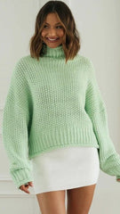 Mintgrüner strukturierter Strickpullover