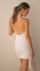 White Knit Bodycon Mini Dress
