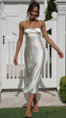 White Satin Midi Dress