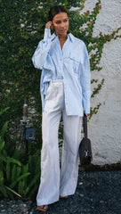 Blue Oversized Button Down Shirt