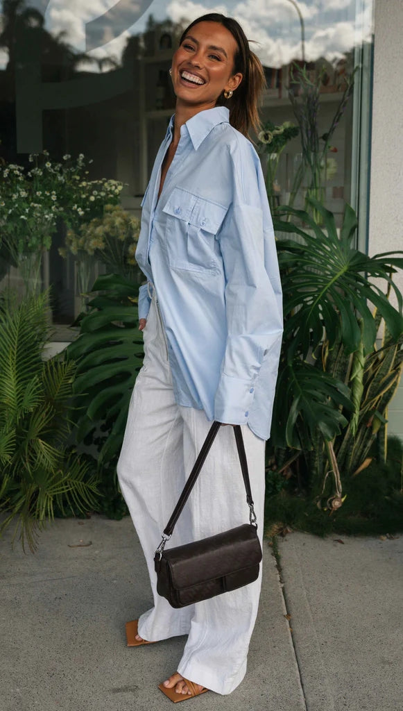 Blue Oversized Button Down Shirt