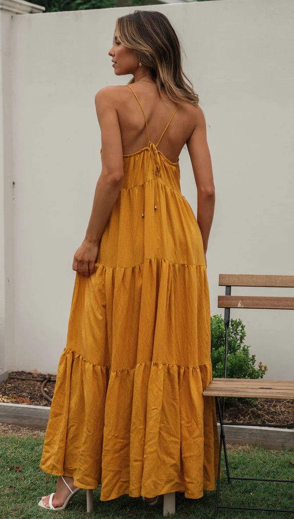 Mustard Yellow Slip Maxi Dress