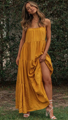 Mustard Yellow Slip Maxi Dress