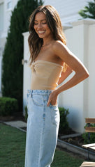 Beige Twisted Knit Crop Top