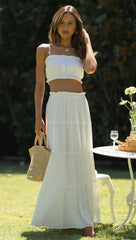 White Tiered Maxi Skirts