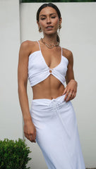 Weißes Crop-Top mit V-Ausschnitt