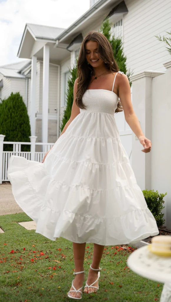 White Slip Midi Dress