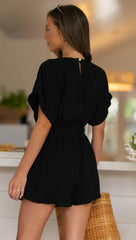 Black Waist-Tie Romper