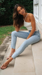 White Knit Crossover Crop Top