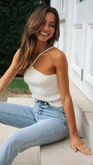 White Knit Crossover Crop Top